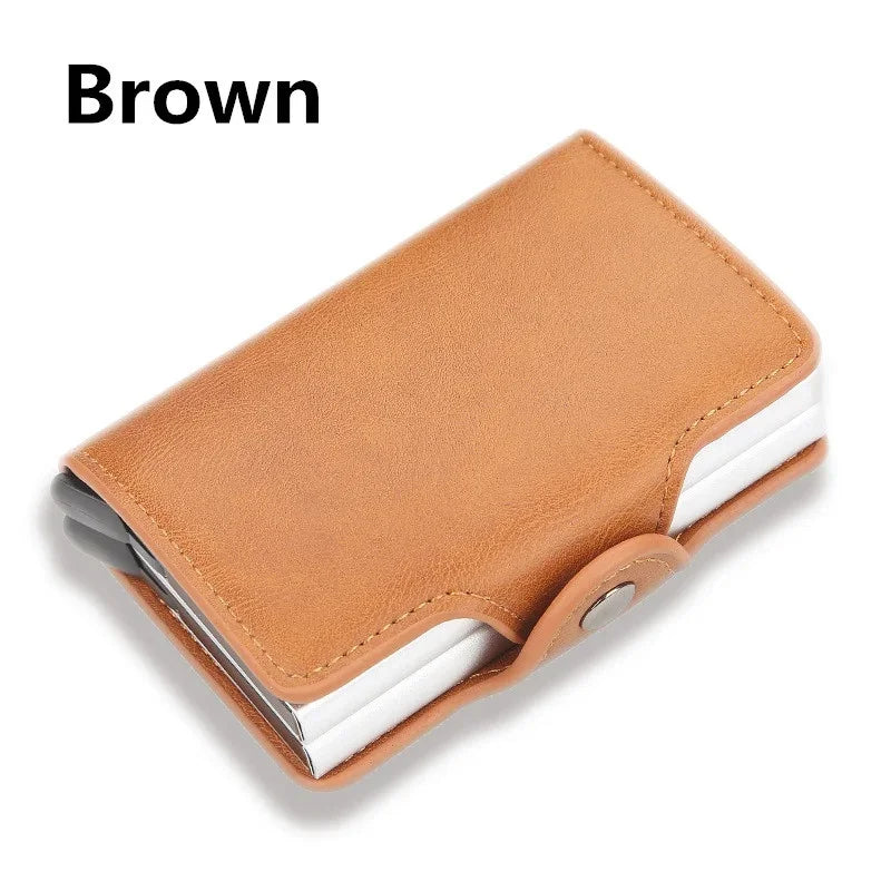 12 Card Slots Anti RFID 2X Aluminum Box Automatic PU Leather Wallet Card Holder