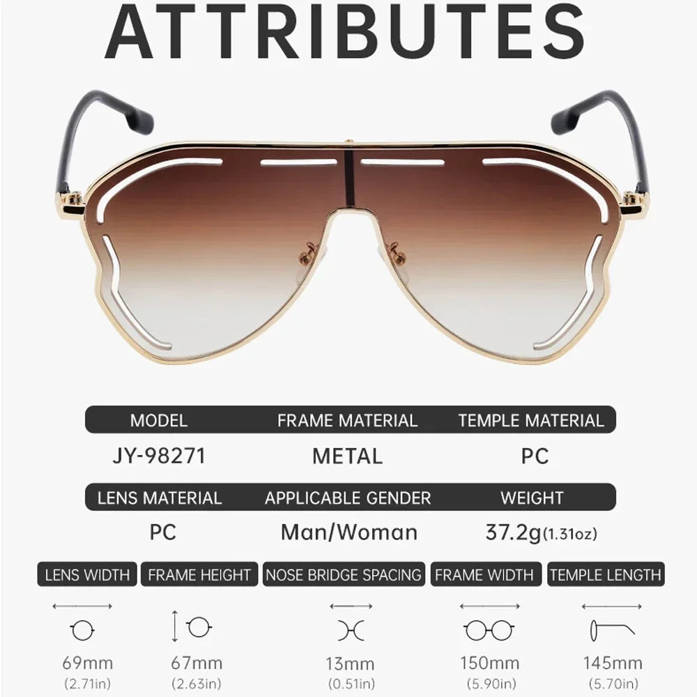 JNPCXI Oversized Retro Pilot Women Sunglasses Fashion Metal Quality Decoration Men Punk Shades UV400 Sun Glasses