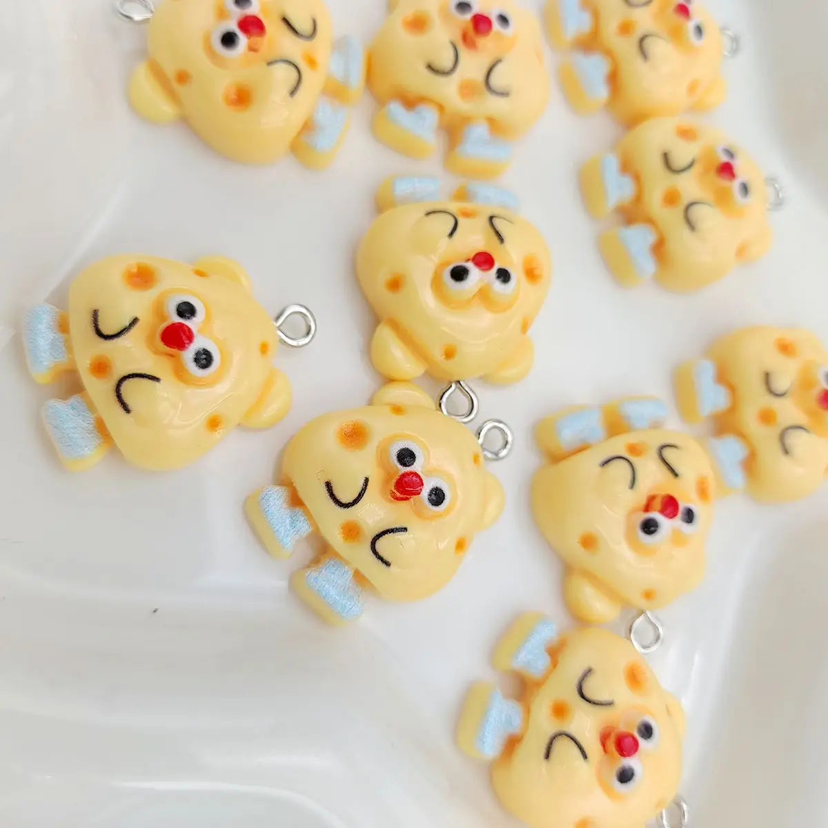 10Pcs Yellow Cheese Man Pendant Charms - DIY Resin Jewelry Making Kit for Necklace and Earrings