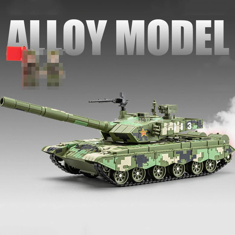 1/32 T99A Tank Model Spray Alloy Die-casting Toy Car with Rotatable Gun Barrel Press Ejection Vehicle Decoration Children's Gift