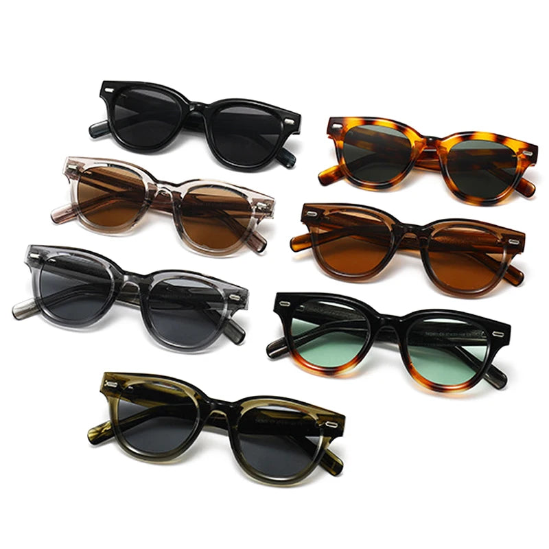 JNPCXI New Round Sunglasses Men Shade Sun Glasses CP Stainless Steel Core Quality Driving Fishing Uv400