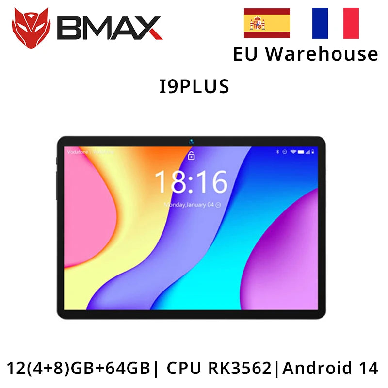 BMAX I9 PLUS 10.1" Android 14 Tablet 12GB RAM (4+8), 64GB ROM IPS HD Touchscreen