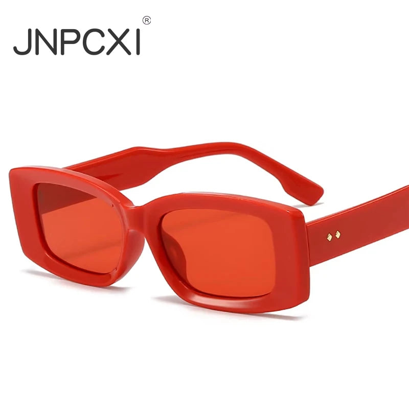 JNPCXI Ins Popular Fashion Square Women Sunglasses Red Retro Shades UV400 Men Trending Oval Sun Glasses