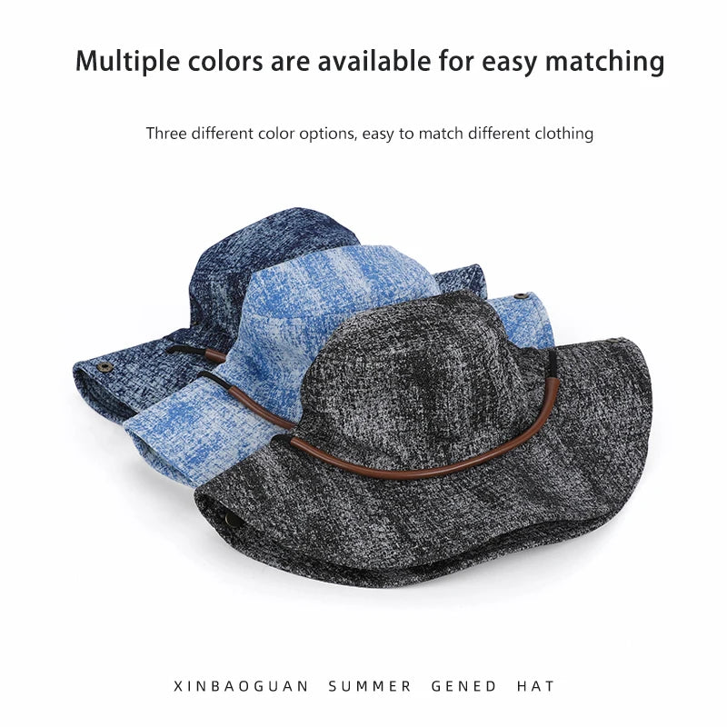 6142-New spring and summer women's outdoor fisherman hats for hiking and fishing, water-washed denim hatswithversatilelargebrims