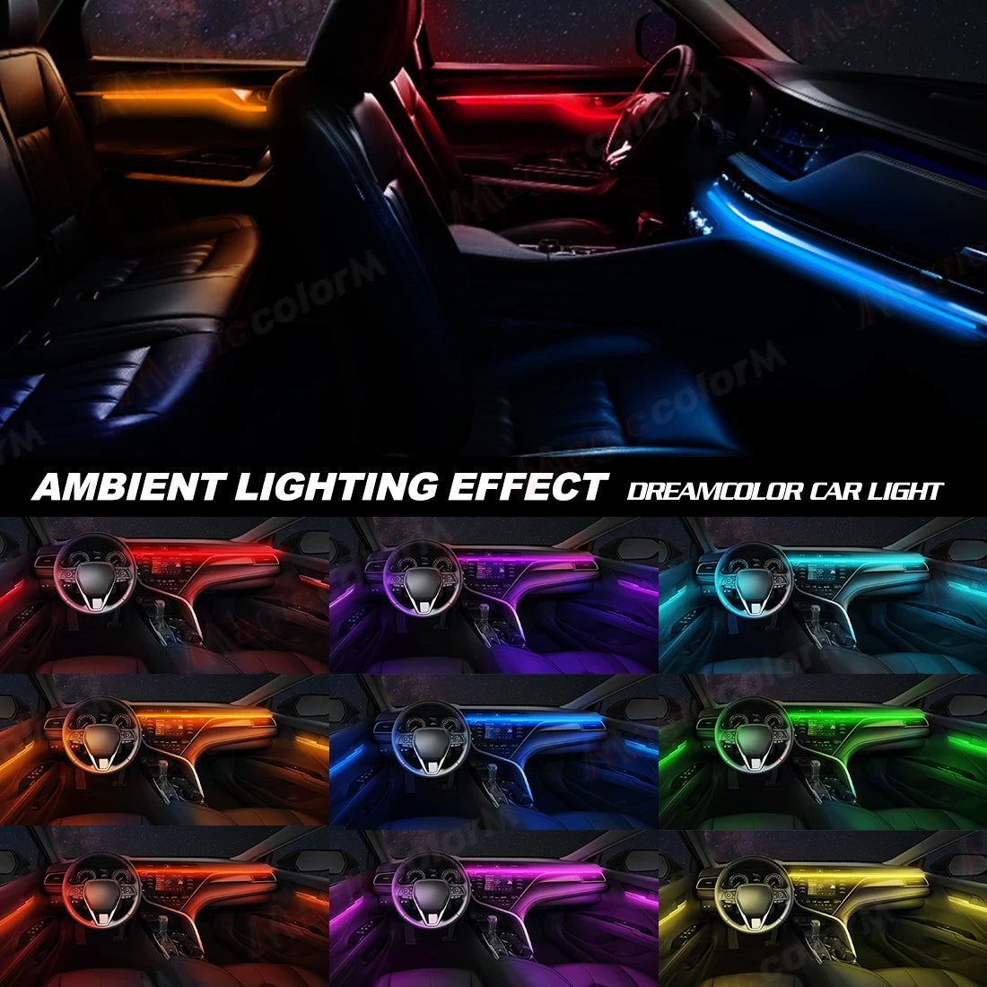 Car LED Ambient Light Car Interior Decorative Lamp For Universal DIY Flexible Hidden Cuttable Acrylic Strip High Density Colour