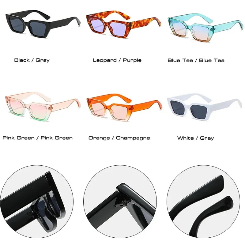 JNPCXI Small Rectangle Women Fashion Sunglasses Gradient Ocean Color Double Color Retro Shades UV400 Men Sun Glasses