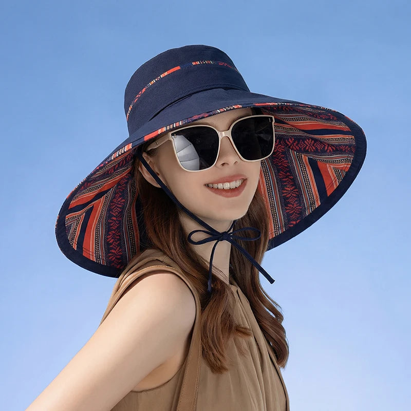 6180-New summer women's wide-brimmed sun hat. Children'sversion.Double-sidedwearable. Fishermanhat.Fashionableandversatilesunhat