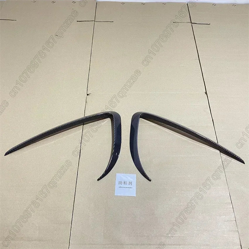 Front Bumper Cover Wind Knife For Tesla Model 3 2017-2023 ABS Glossy Black Fog Lamp Trim Carbon Look Blade Trim Light Eyebrow