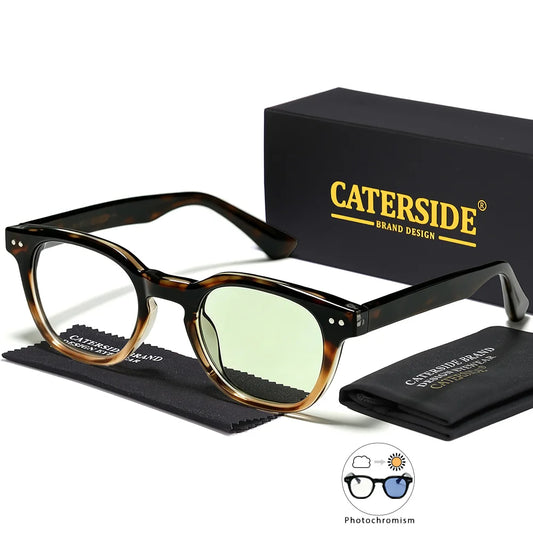 CATERSIDE Retro Men's Photochromic Sunglasses High-Quality Pc Square Sun Glasses Women's Outdoor Travel Business Glasses UV400