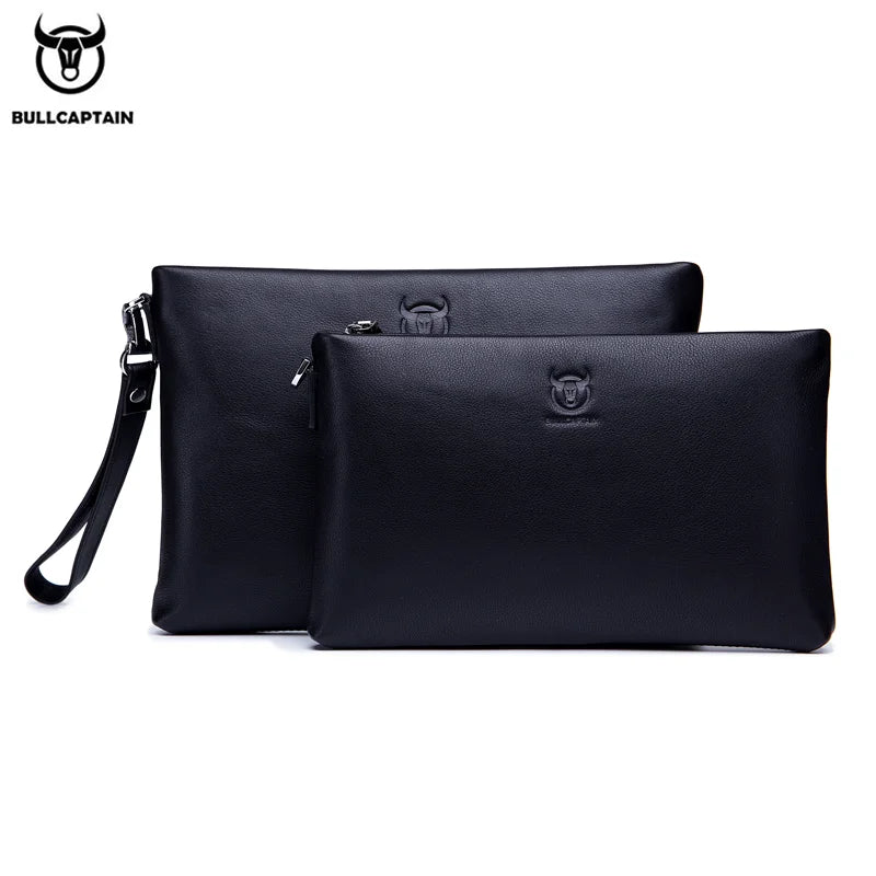 BULLCAPTAIN Brand Men's Wallet Clutch Bag Leather Men's Handbag Leather Fashion Men's Casual Bag Designer Ipad Handbag Suitable