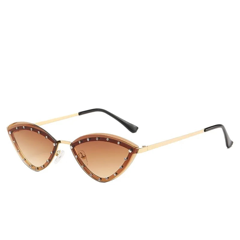 Y2K Spicy Girl Fashion Cat Eye Set with Diamond High Grade Sunglasses European and American Personalized Outdoor Party Trendy Wo
