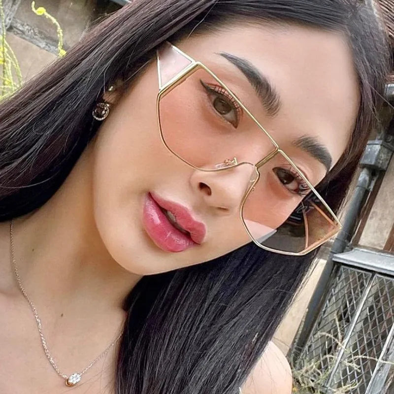 JNPCXI New Polygon Shield Sunglasses Women Luxury Brand Design UV400 Sunglass for Lady Steampunk Retro Shades
