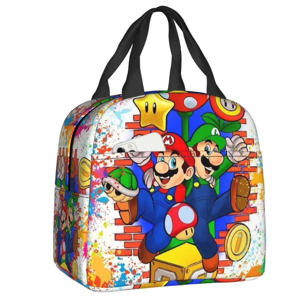 Custom Mario SuperBros Insulated Lunch Bag Reusable Thermal Cooler Lunch Box M21