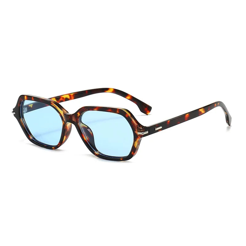 JNPCXI New Fashion Women Retro Leopard Frame Sunglasses Vintage Rivet Hexagon Design Square Sun Glasses Men UV Gafas De Sol