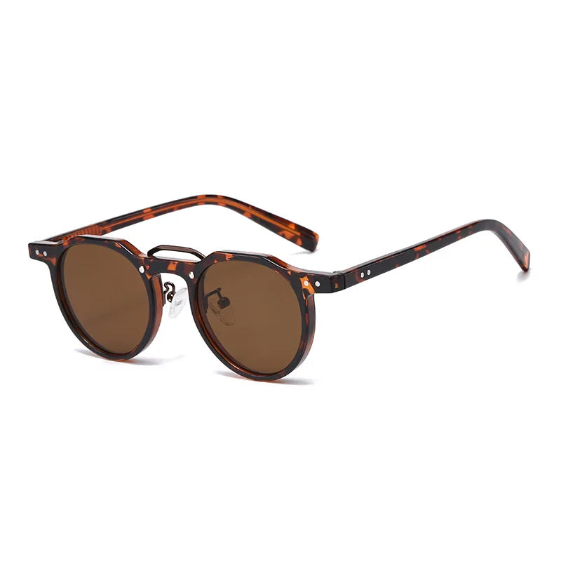 JNPCXI New Round Sunglasses Women Rivets Punk Gray Shades UV400 Fashion Men Clear Anti Blue Light Glasses Frame