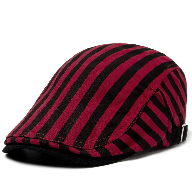 CNTANG New Summer Thin Beret Fashion Men Vintage Plaid Cotton Linen Visor Flat Caps For Women Berets Boina Casual Female