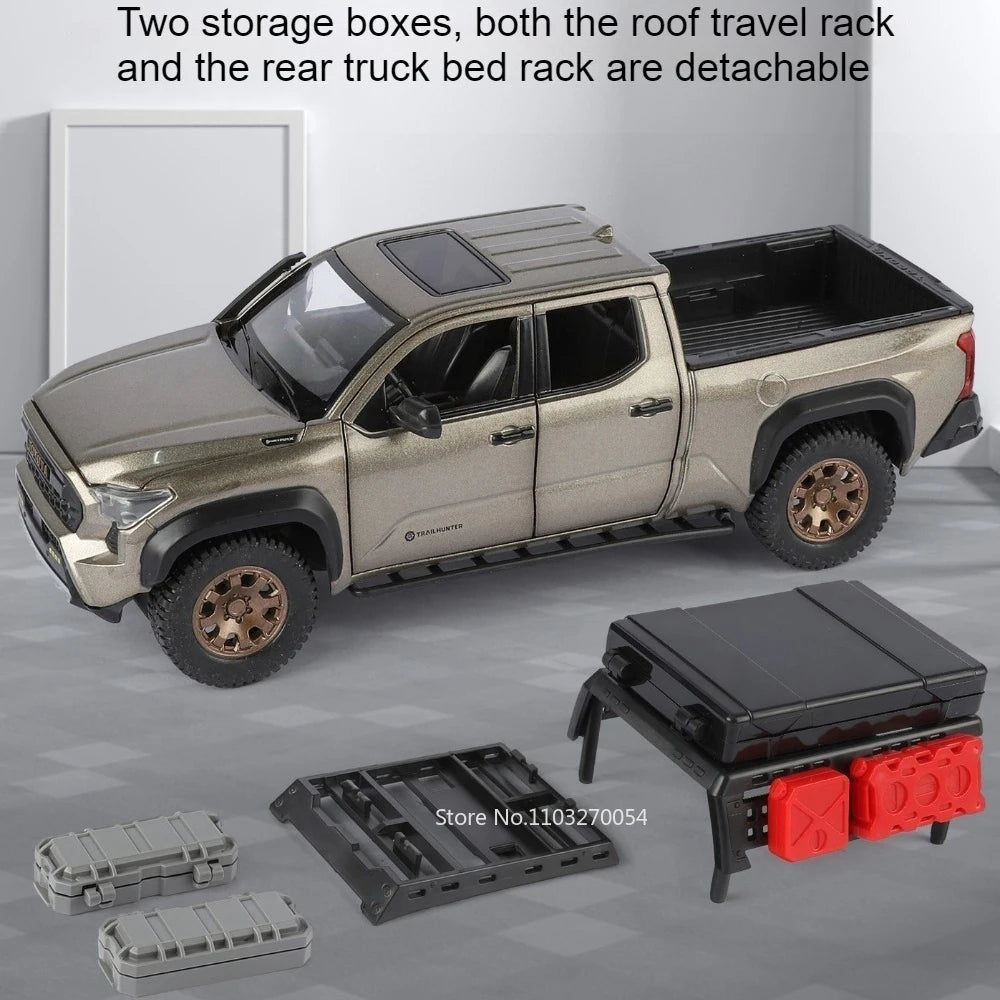 1:24 Tacoma Alloy Diecast Model Toys Cars Sound Light Pull Back Doors Opened Miniature Off-road Vehicles Decorations for Friends