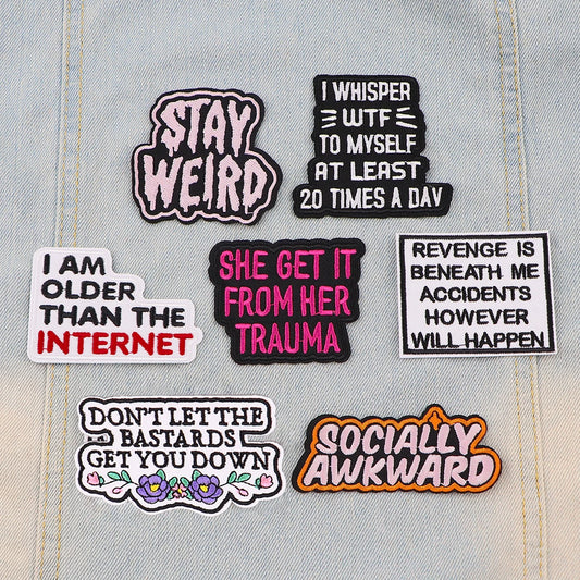 Social Awkward Patch Letters Embroidery Patch Iron On Patches For Clothing Thermoadhesive Patches On Clothes DIY Sew Badges