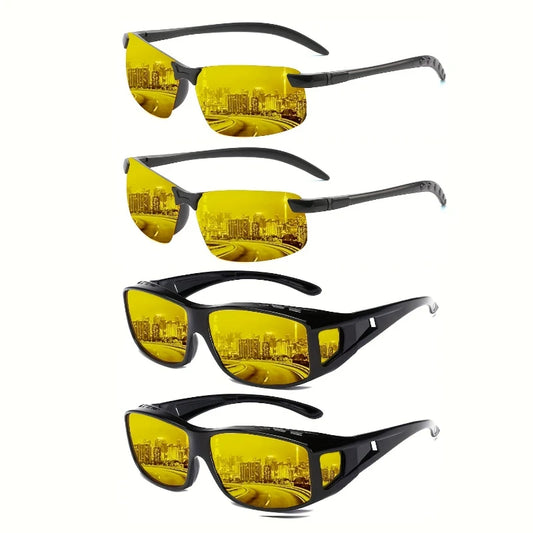 4 Pairs of Polarized Night Vision Goggles Anti Glare Night Driving Goggles for Men and Women High-definition Lenses