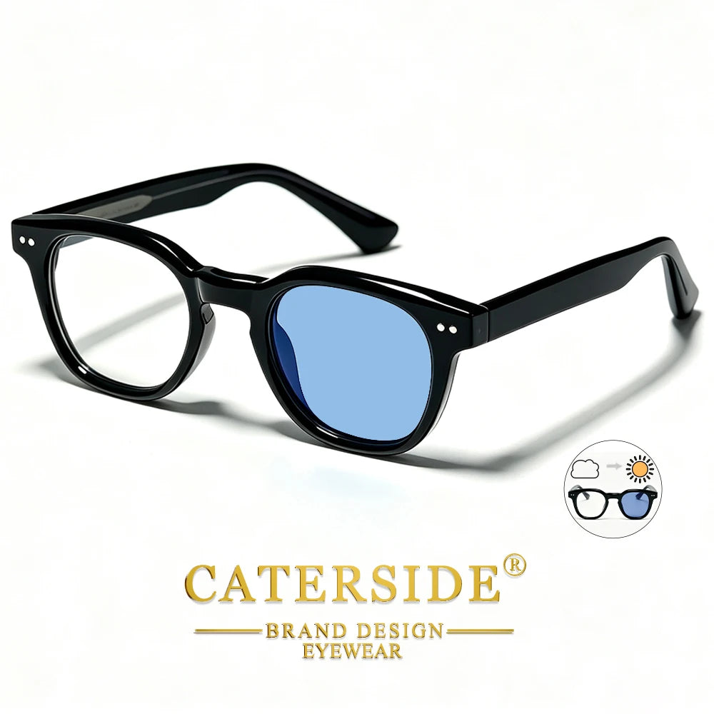 CATERSIDE Retro Men's Photochromic Sunglasses High-Quality Pc Square Sun Glasses Women's Outdoor Travel Business Glasses UV400