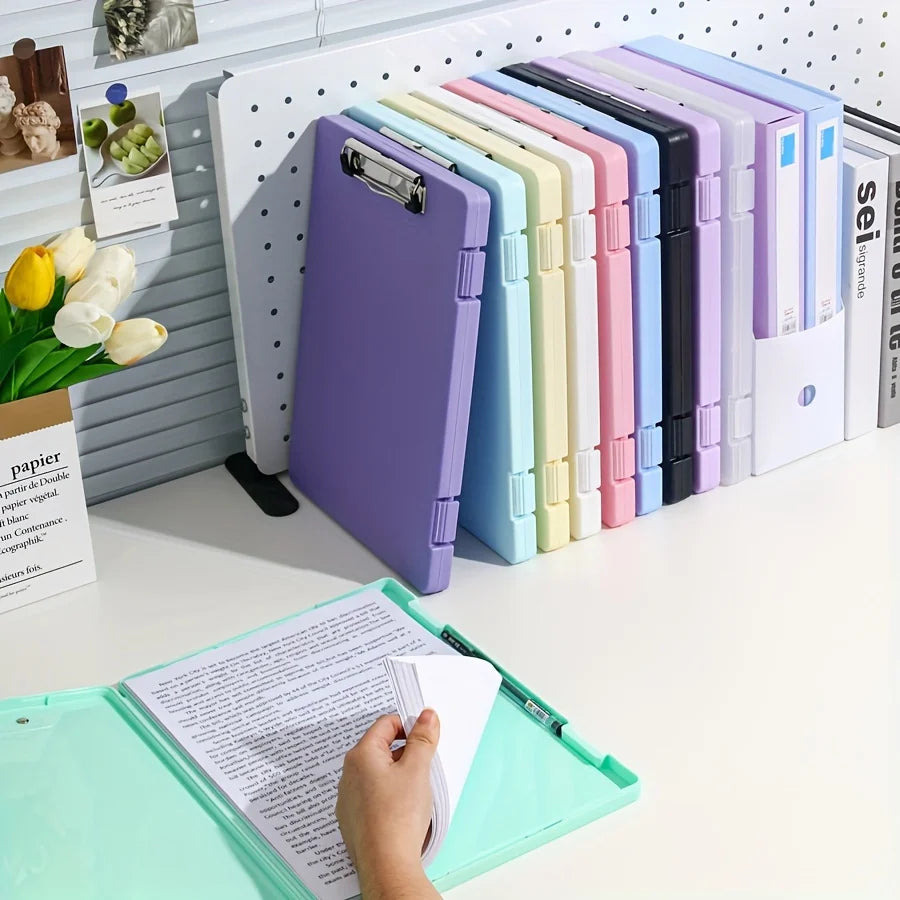 Durable Plastic A4 File Organizer with Clip, Large Capacity, Multi-Functional Document Holder for Students & Office Use