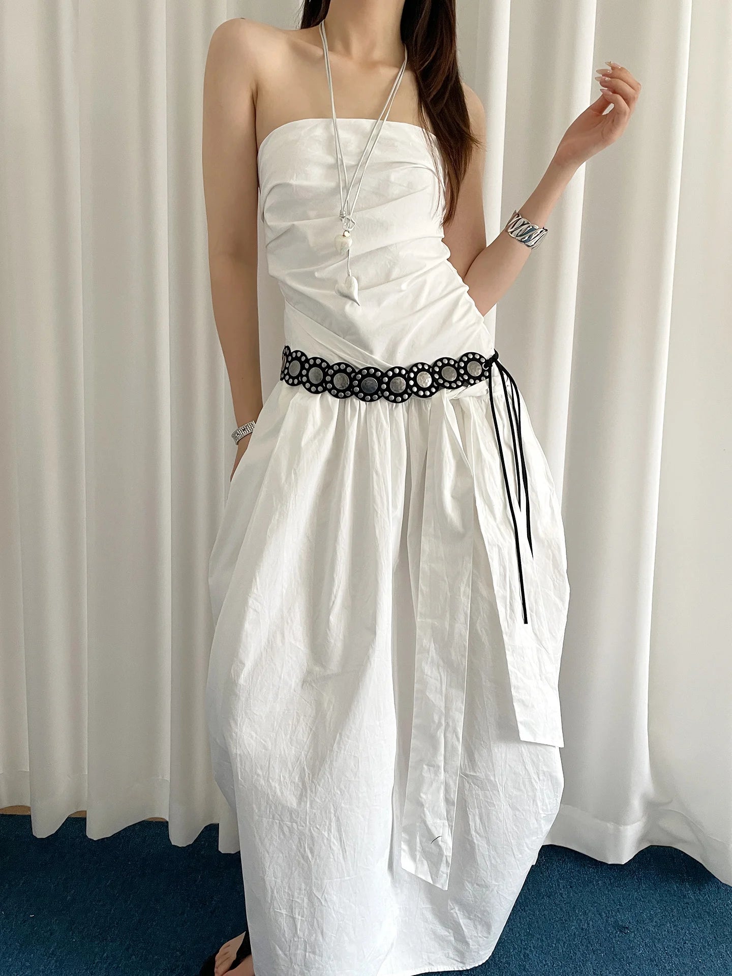 Retro Western Rivet Belt For Women Heavy-Duty Design For Skirts And Jeans Y2K Wide Belt As An Access