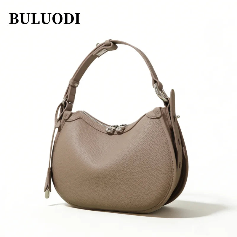 2026 New Luxury Desig Genuine Cowhide Leather Handbag Women's Fashionable Underarm Bags Female Vintage Shoulder Crossbody Bag