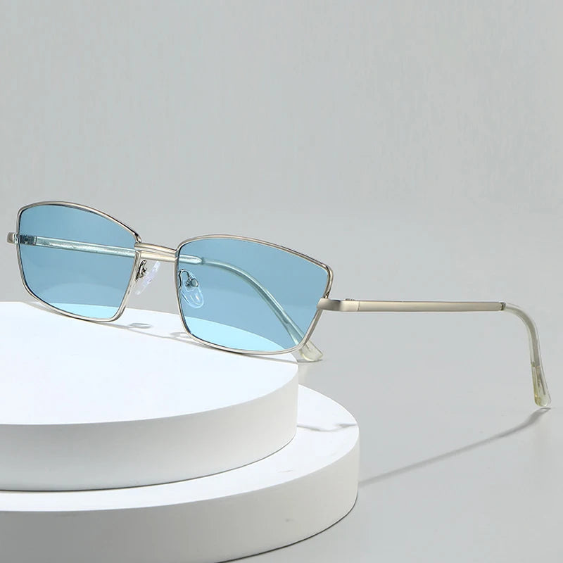 JNPCXI New Small Rectangle Retro Sunglasses Luxury Metal Designer Casual Shades Man Women's Fashion Sun Glasses