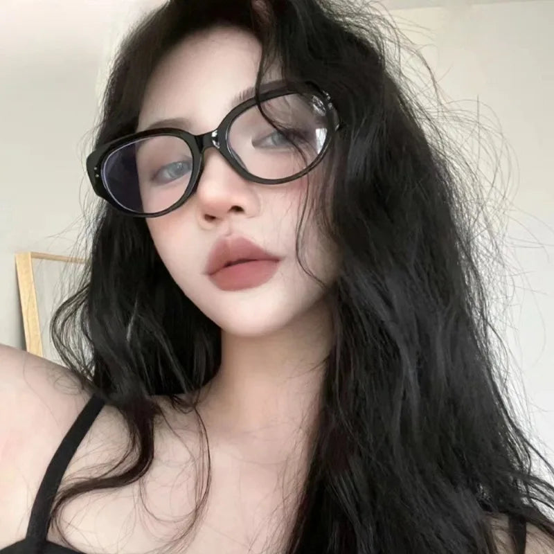 Triangle Cat Eye Anti Blue Light Flat Glasses for Women Men Ins Fashion Anti Blue Light Eyeglasses Frames