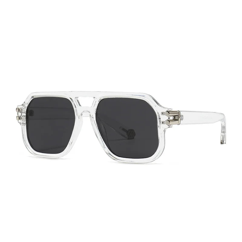 JNPCXI Polarized Fashion Square Sunglasses Men Gradient Shades UV400 Vintage Rivets Women Trending Sun Glasses