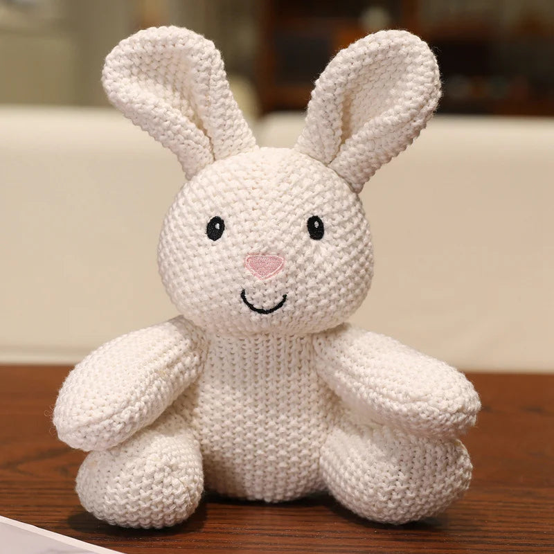 Cute Knitted Cartoon Animal Toy Stuffed Cow Cattle Fox Dinosaur Whale Shark Sitting Standing Small Appeasing Gift