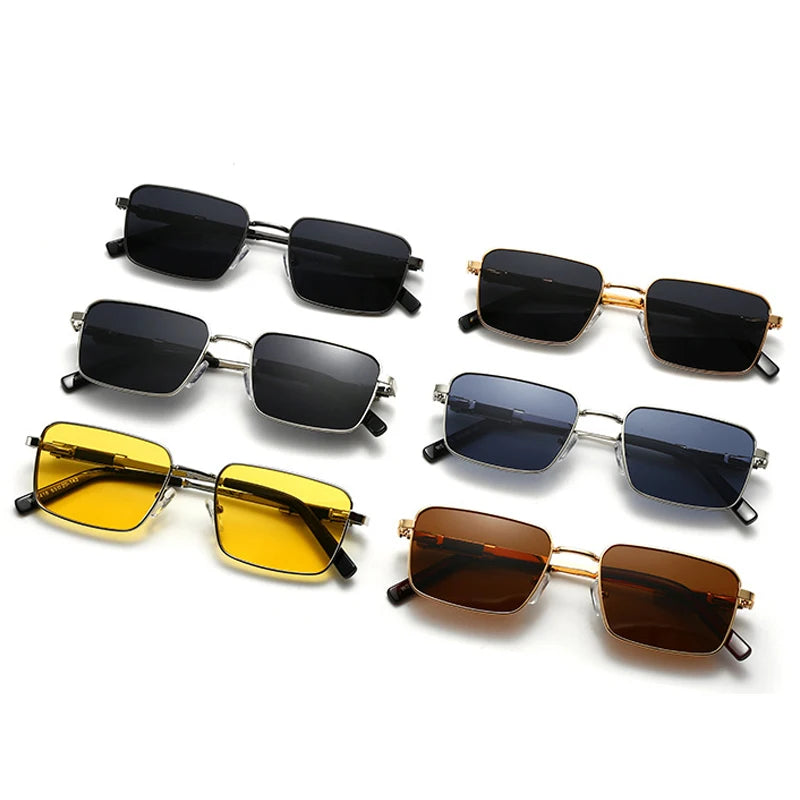 JNPCXI Polarized Rectangle Punk Sunglasses Men Luxury Brand Retro Sun Glasses for Male Steampunk Driving Eyewear UV400