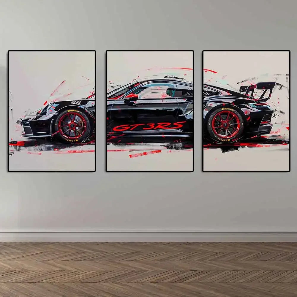Popular Super Sports Car GT3 RS Graffiti Wall Art, HD Canvas Poster, Home Decor