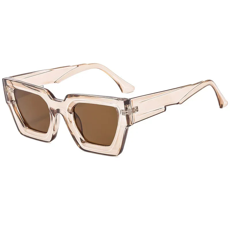 JNPCXI New Square Men Fashion Double Color Outdoor Sunglasses Retro Gray Lens UV400 Women Trending Sun Glasses