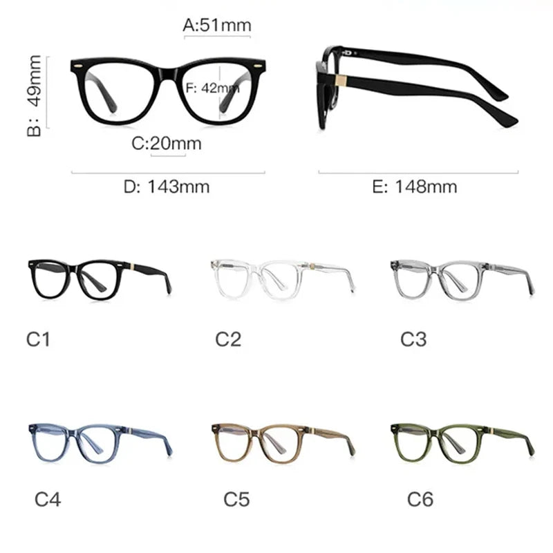 JNPCXI TR90 Anti-Blue Light Glasses Frame Retro Rivets Spring Hinge Computer Eyeglasses UV400