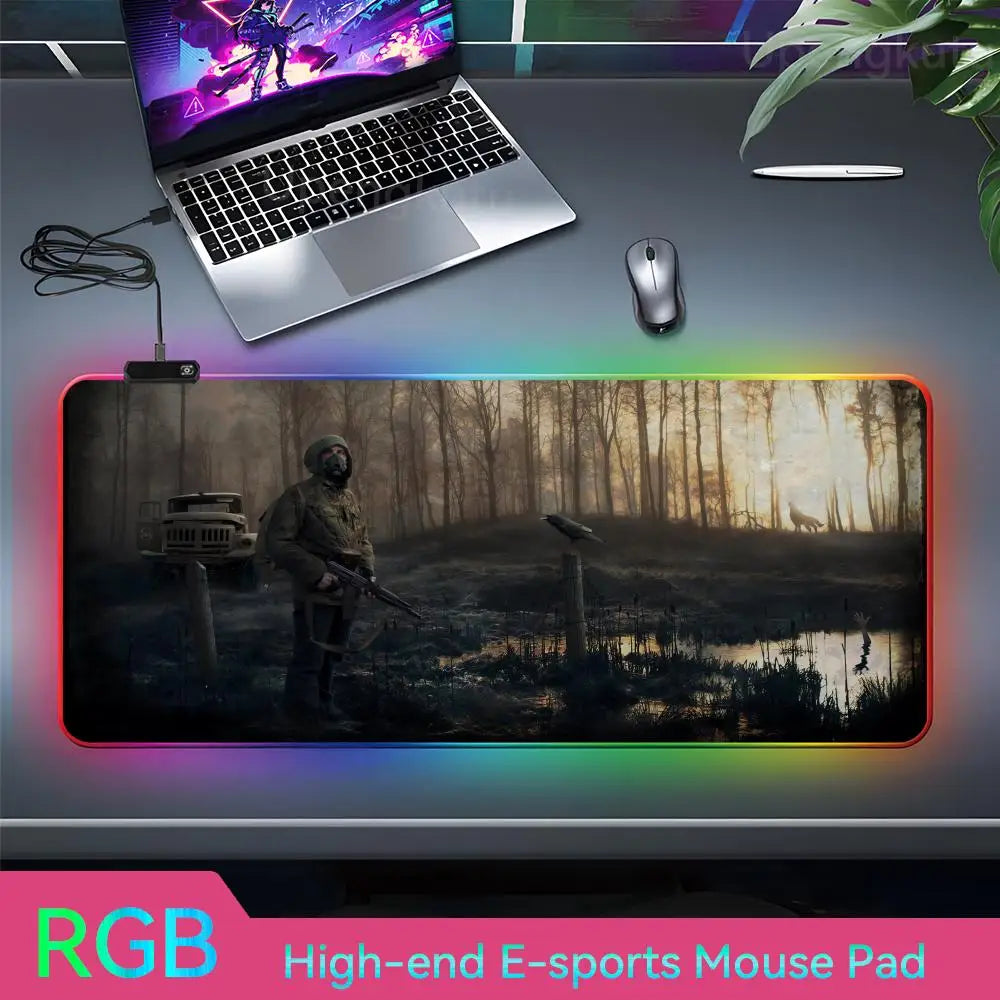 Stalker2 PC Mouse RGB 3mm Rubber Mouse Pad LED Lamp Desk Anime Keyboard Mat 4