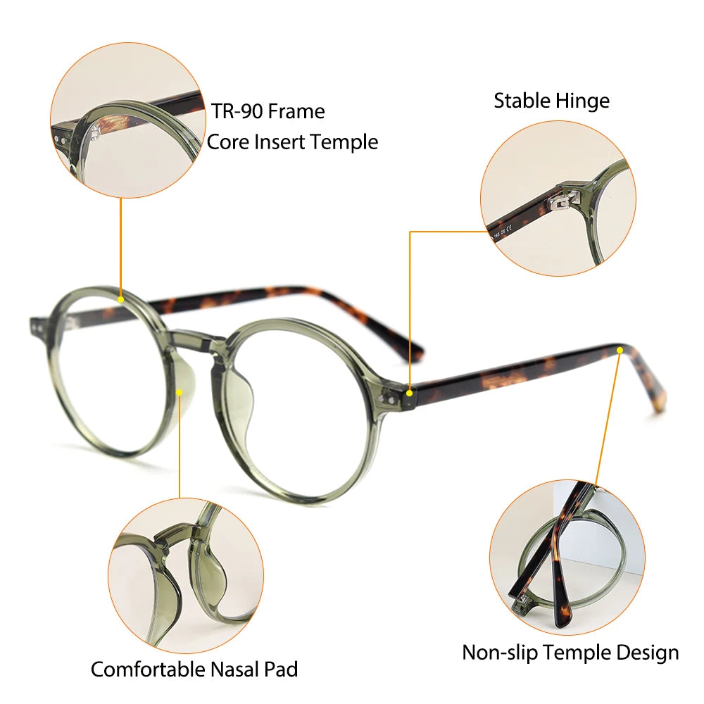 CATERSIDE New Men's Optical Glasses Customized 1.56 refractive index Round Lenses Prescription Glasses Women Reading Eyeglass