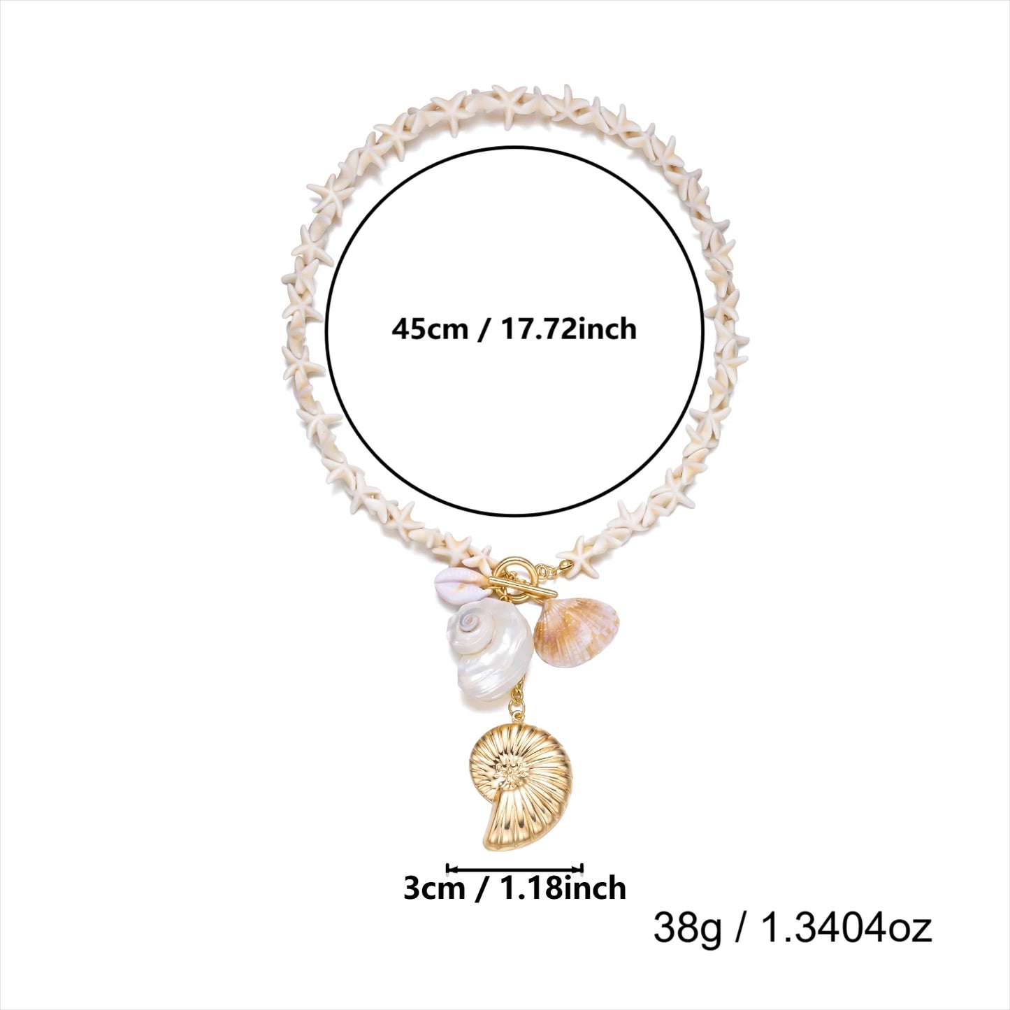 Bohemian Long Chain Necklace Summer Beach Starfish Shell Conch Pendant Vintage Sweater Accessories Vacation Jewelry Women