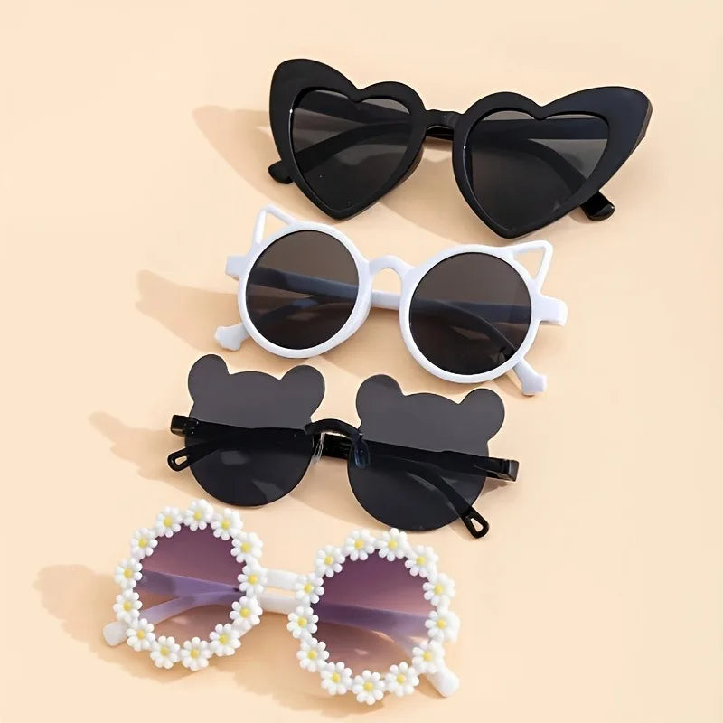 4pcs Cute Heart Bear Ear Shaped Fashion Glasses Perfect for Parties and Birthday Gifts New Year's Valentine's Day