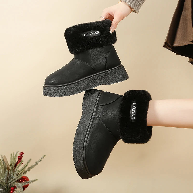 Fashion Fluffy Platform Snow Boots for Women Non Slip Thick Sole Faux Fur Winter Boots Woman Comfortable Short Plush Ankle Botas