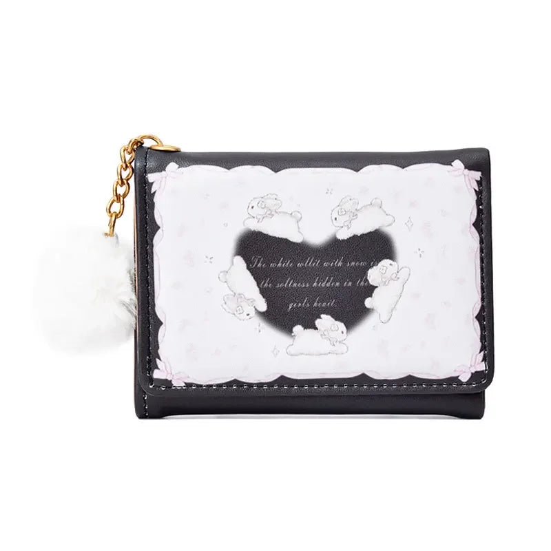 1 Pc Cute Student PU Leather Coin Purse Simple 3 Folds INS Style Credit Card Holoder Wallets Portable Cute Small Storage Bag
