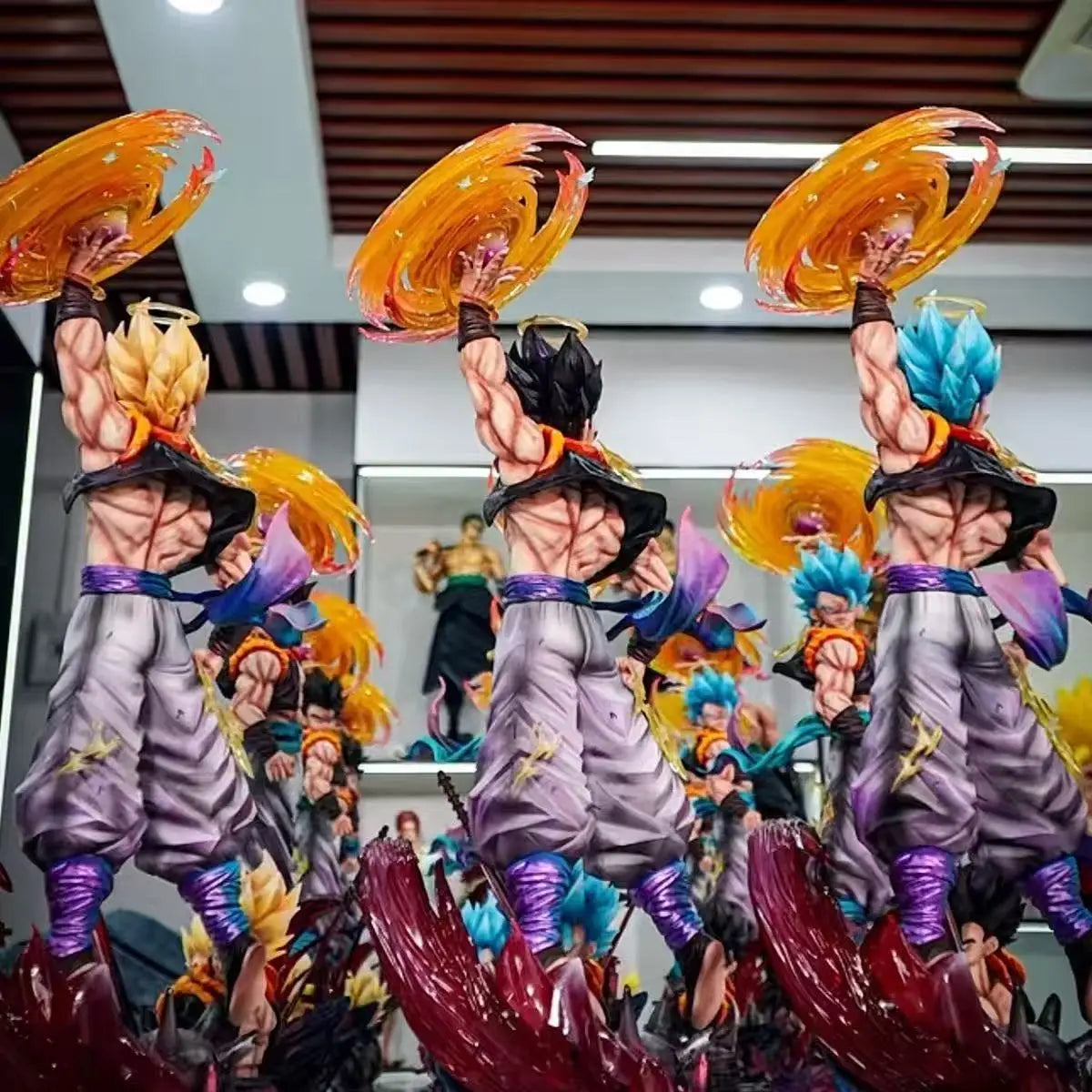 JT Statue 45cm/17.72inch Dragon Ball Z Gogeta Figure 3 Heads Replace Super Saiyan Action Figure Collection Model Toys Gifts