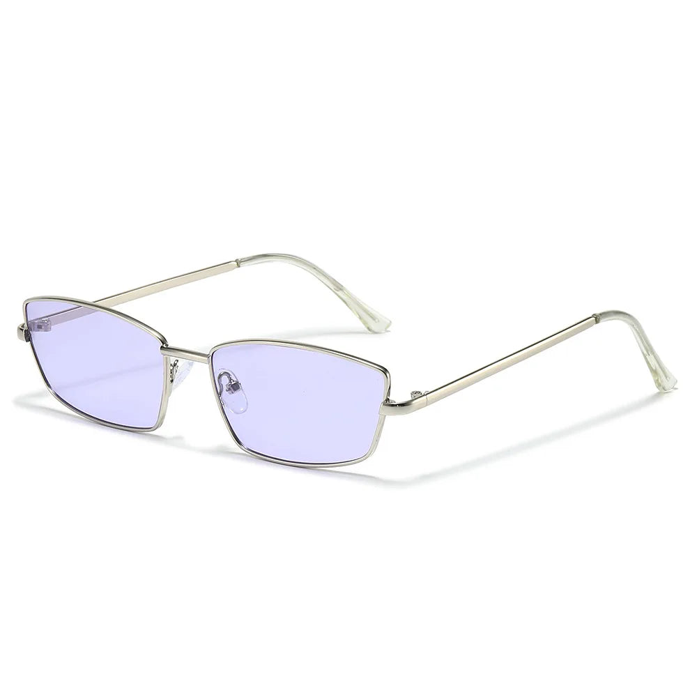 JNPCXI New Small Rectangle Retro Sunglasses Luxury Metal Designer Casual Shades Man Women's Fashion Sun Glasses