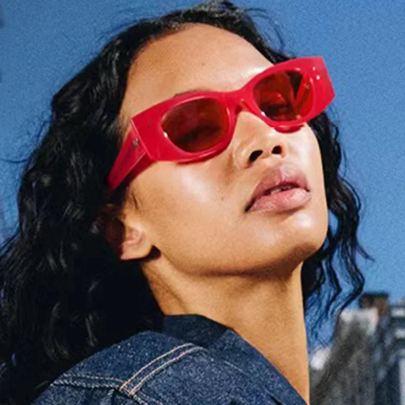 JNPCXI New Cat Eye Women Sunglasses Rice Nail Fashion Jelly White Color Shades UV400 Men Trending Gradient Sun Glasses