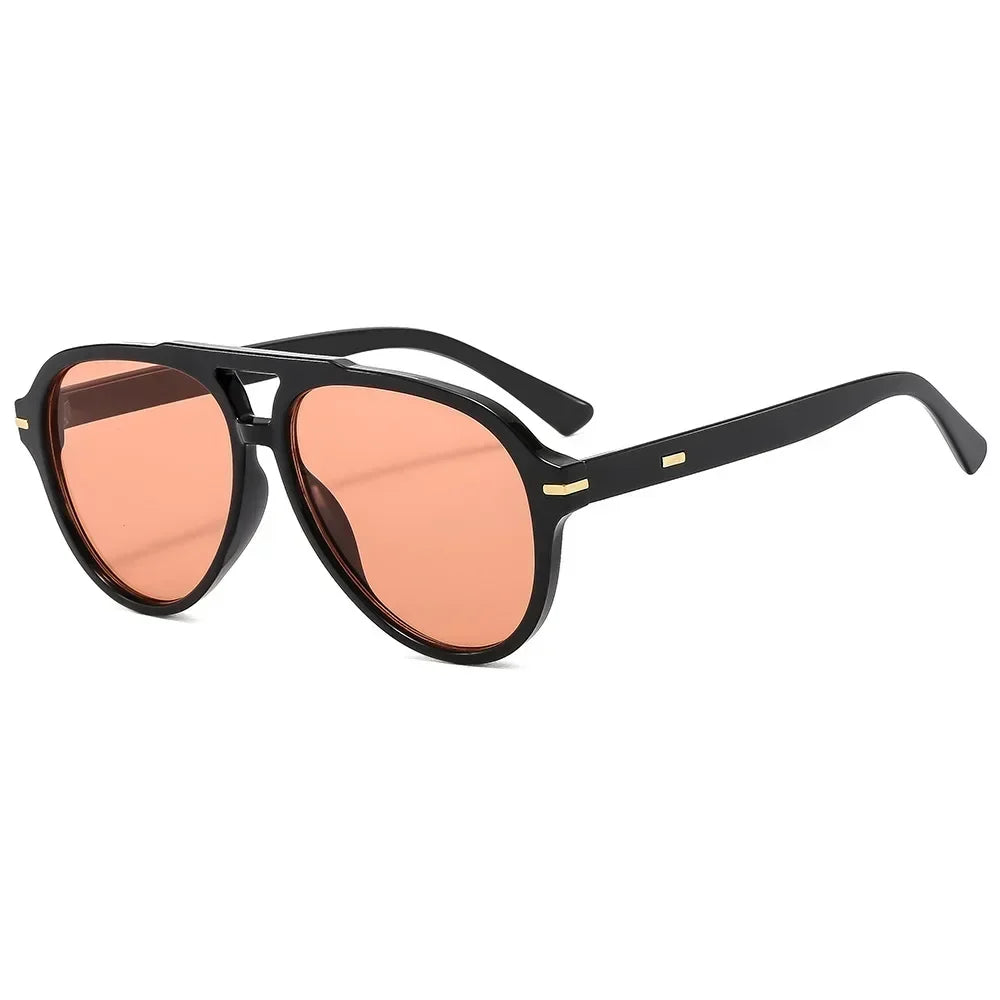 JNPCXI Square Pilot Shades Sunglasses Women Retro Red Vintage Double Bridge Sun Glasses Unisex Driving Eyewear