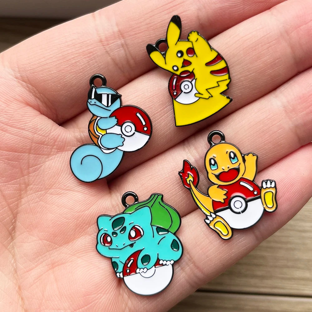 4pcs Anime Pokemon Pikachu Squirtle Charmander Bulbasaur Metal Charms DIY Jewelry Accessories for Bracelets Necklaces Earrings
