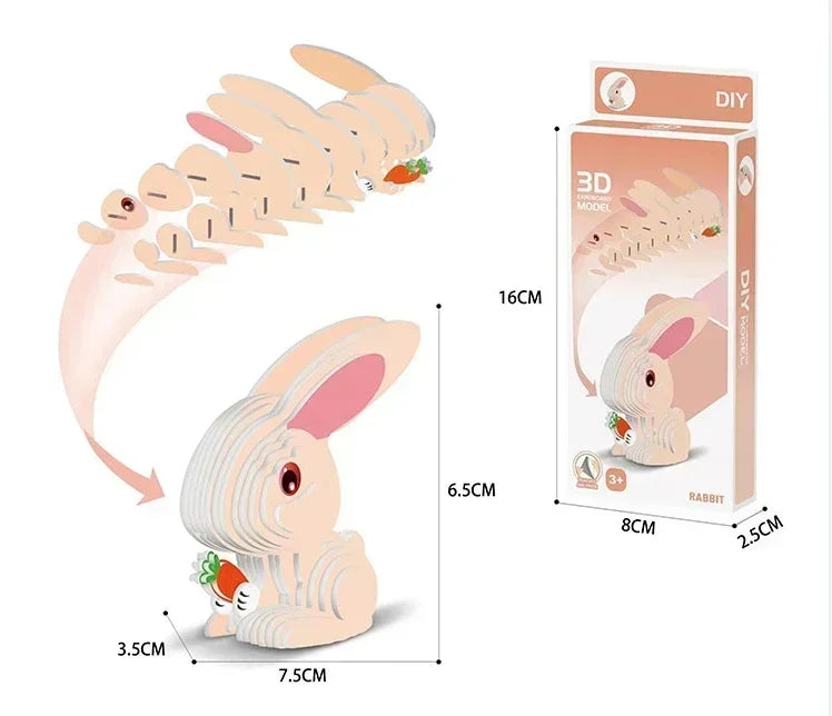 Unicorn Rabbit 3D Paper Puzzle For Kids Educational Montessori Toys Funny DIY Manual Assembly Model Toy For Boy Girl