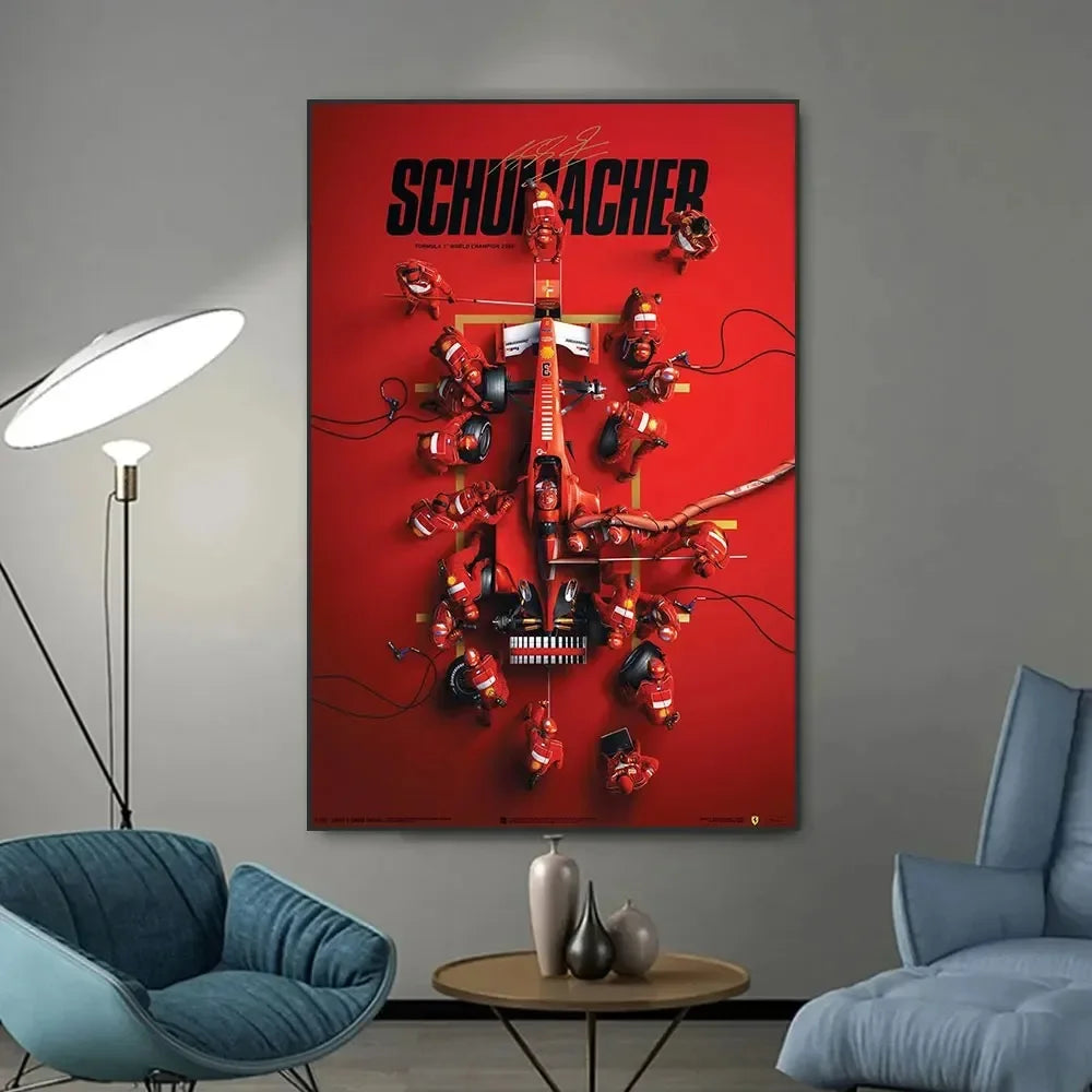 Classic F1 Goat Michael Schumacher Racing, Wall Art HD Canvas Print Poster Decor