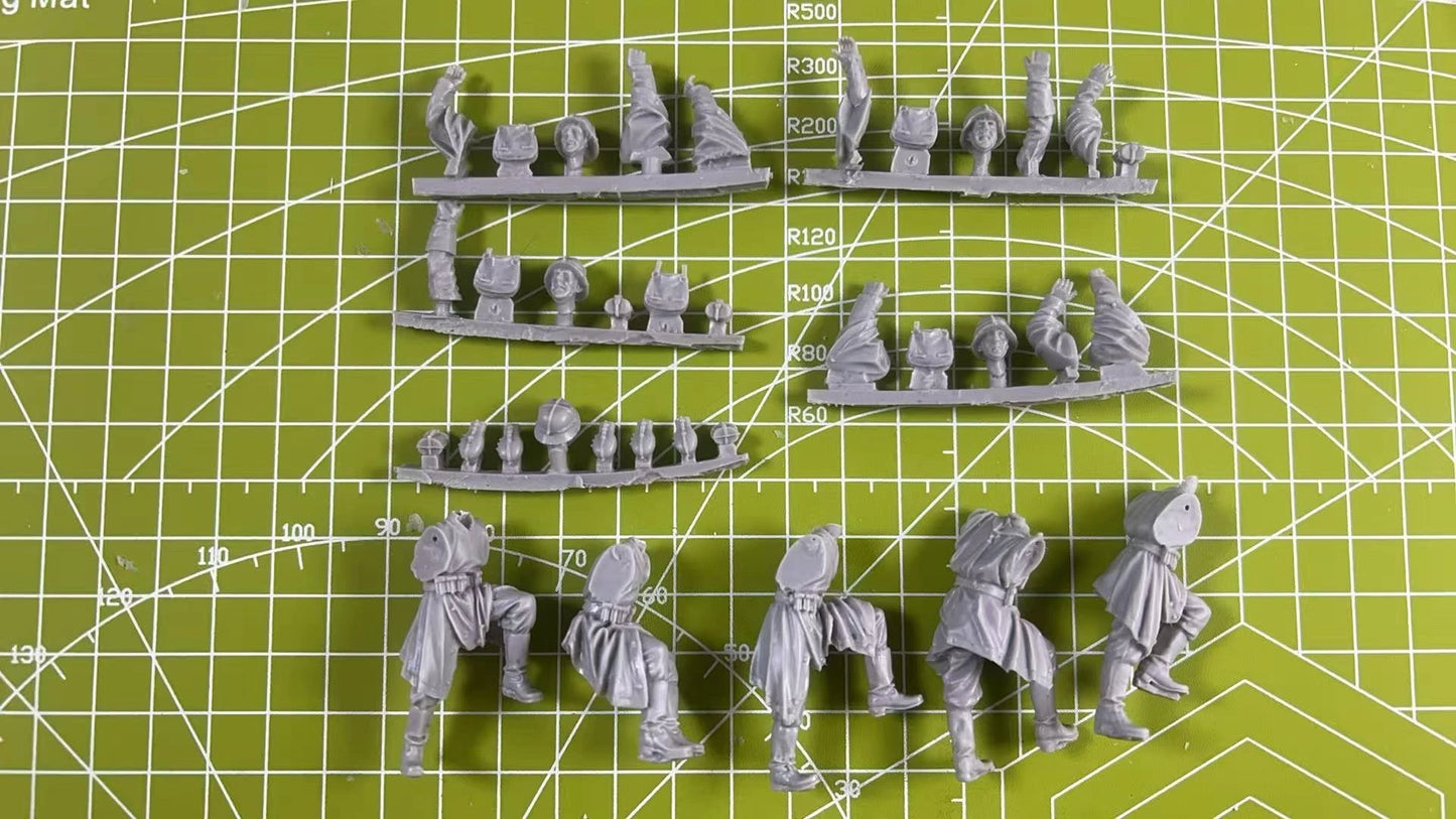 High Quality 1:35 Die-casting Resin Model Kit for 5 Soldiers Without Painting (excluding Vehicles)
