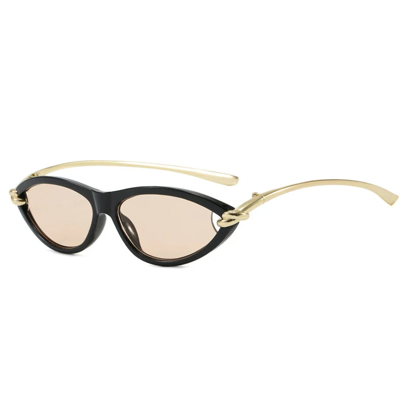 JNPCXI New Fashion Cat Eye Candy Color Women Luxury Sunglasses Brand Designer Oval Hollow Shades Men Sun Glasses UV400